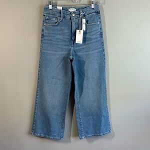 NWT Good American Womens Good Waist Palazzo Crop Blue Size 4 Wide Leg Stretch